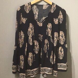 Cupshe Navy And Tan Top With Feathers